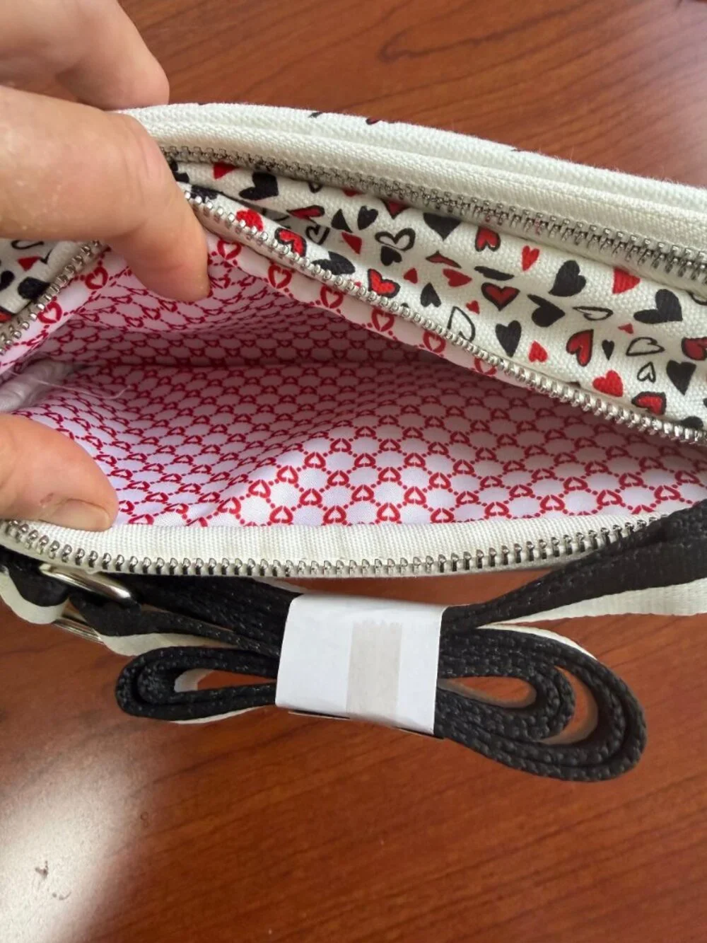 Brighton White Canvas Crossbody Bag Love Print Adjustable Strap